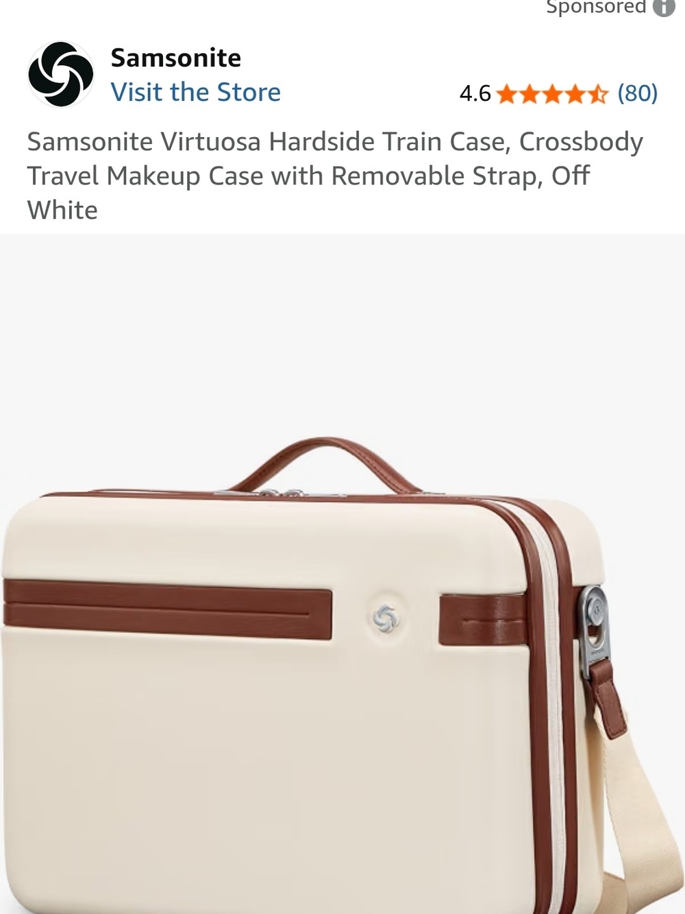 Samsonite Virtuosa Hardside Train Case, Crossbody Travel Makeup Case with Remova
